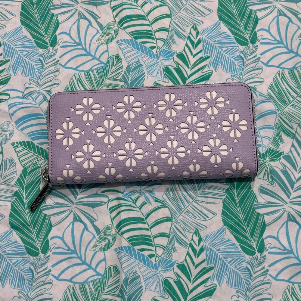 kate spade Lavender Floral Laser-Cut Zip Around Wallet